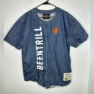 Been Trill Irie Trill Vibes Denim Baseball shirt Mens size Large
